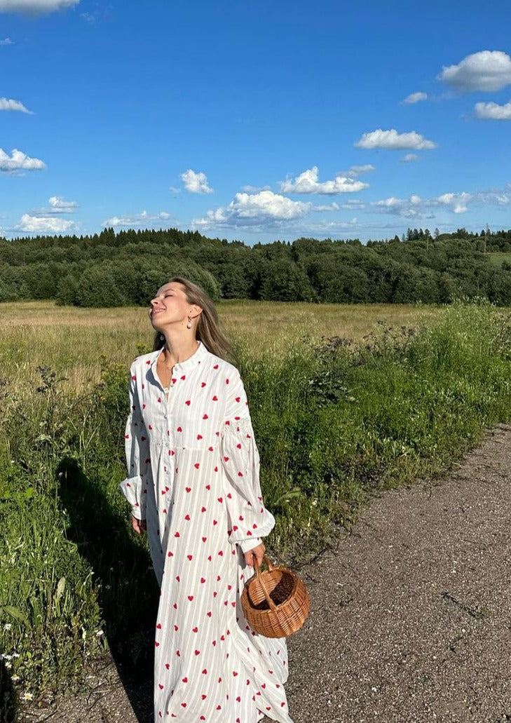 Women’s Long Sleeve Button Front Maxi Summer Dress