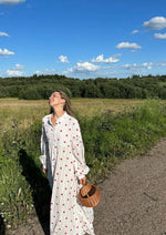 Women’s Long Sleeve Button Front Maxi Summer Dress