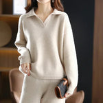 Women’s Long Sleeve Collared Knit Lounge Sweater