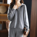 Women’s Long Sleeve Collared Knit Lounge Sweater