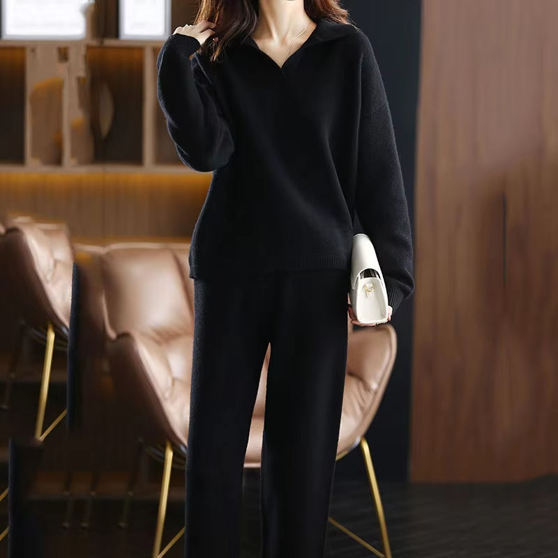 Women’s Long Sleeve Collared Knit Lounge Sweater
