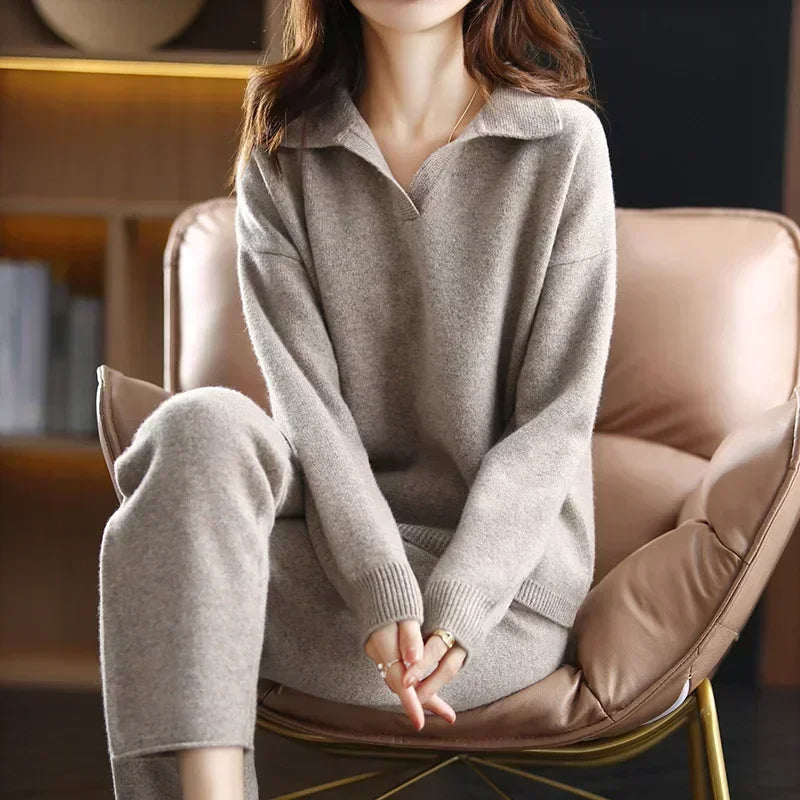 Women’s Long Sleeve Collared Knit Lounge Sweater