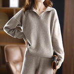 Women’s Long Sleeve Collared Knit Lounge Sweater