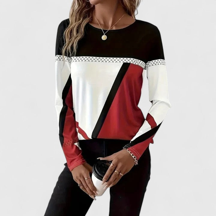 Women’s Long Sleeve Colorblock Crew Neck Sweater