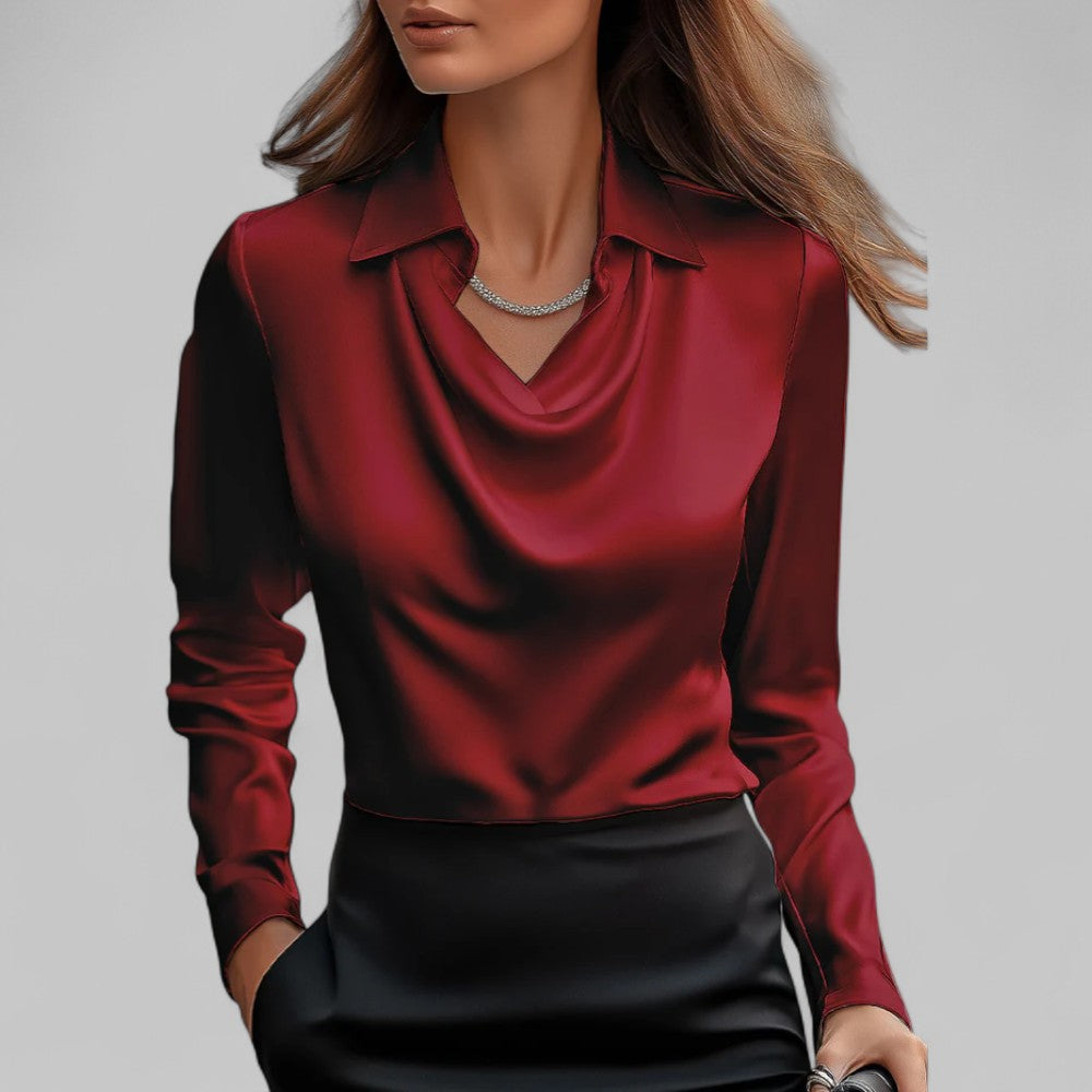 Women’s Long Sleeve Cowl Neck Blouse