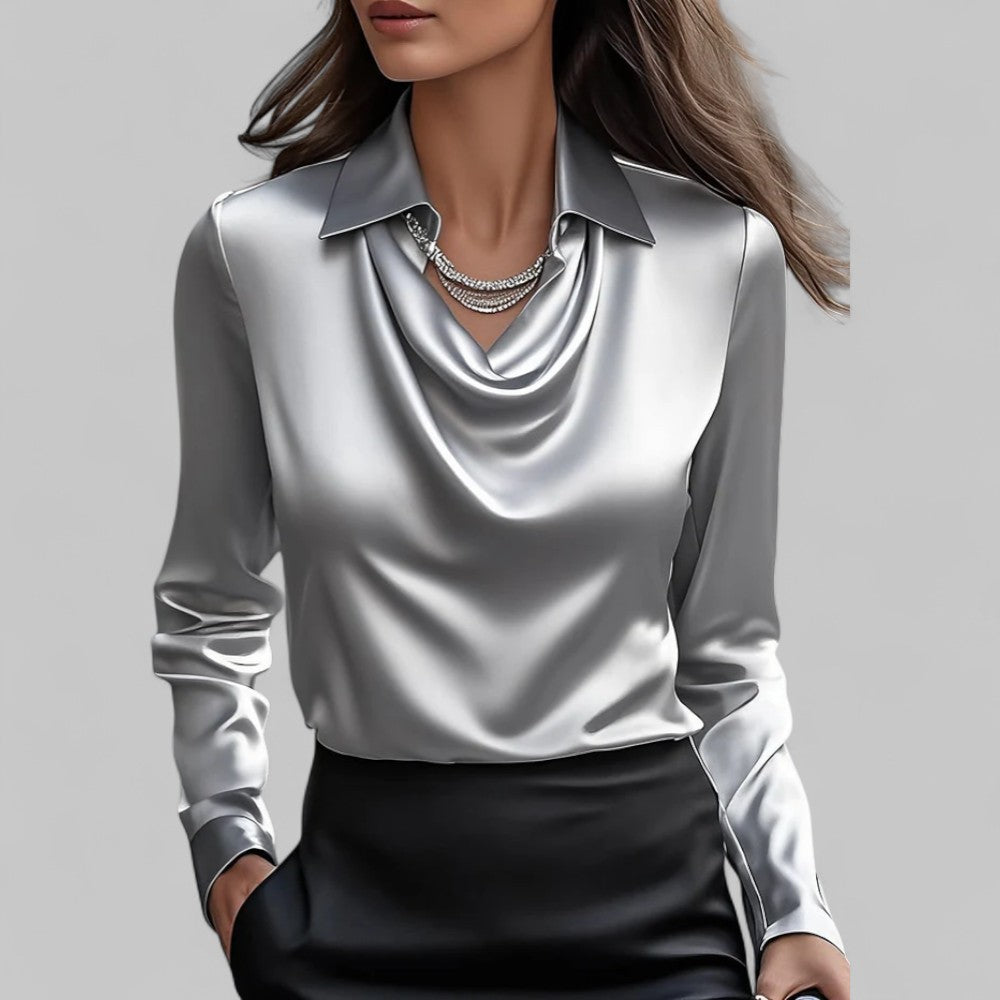 Women’s Long Sleeve Cowl Neck Blouse