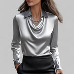 Women’s Long Sleeve Cowl Neck Blouse