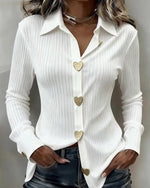 Women’s Long Sleeve Heart Button-Down Shirt