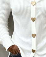 Women’s Long Sleeve Heart Button-Down Shirt