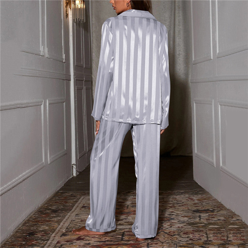 Women’s Long Sleeve Stripe Button Front 2 Piece Pajama Set