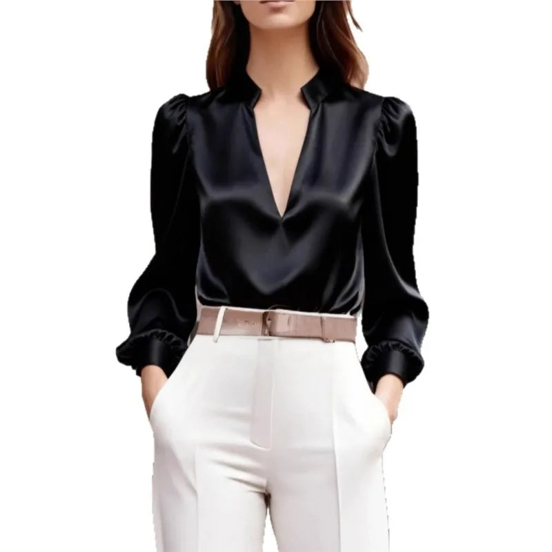 Women’s Long Sleeve V-Neck Blouse