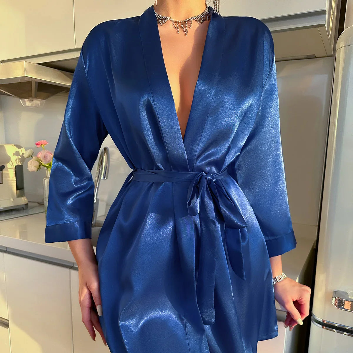 Women’s Long Sleeve Wrap Kimono Robe