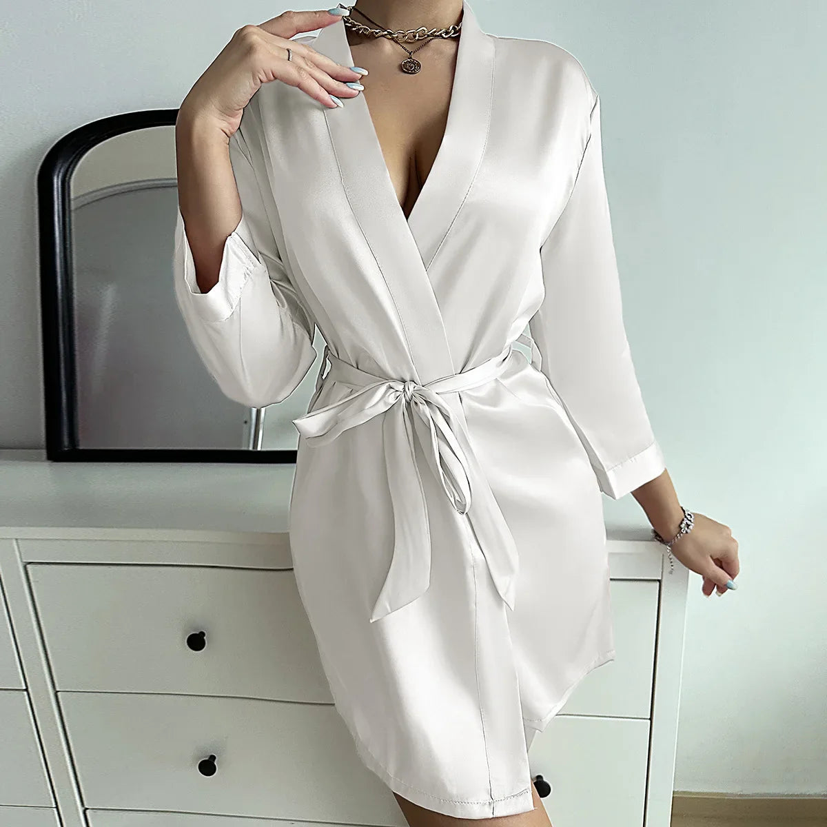 Women’s Long Sleeve Wrap Kimono Robe