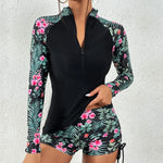 Women’s Long Sleeve Zip Front Two Piece Swimsuit Set