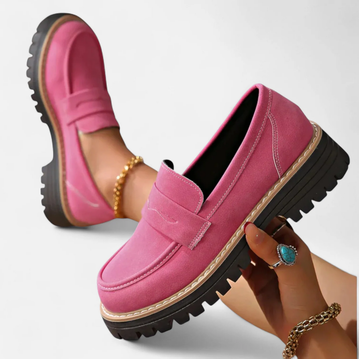 Women's Lug Sole Slip On Loafers