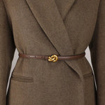 Women’s Metal Knot Buckle Leather Look Belt