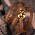 Women’s Metal Knot Buckle Leather Look Belt