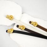 Women’s Metal Knot Buckle Leather Look Belt