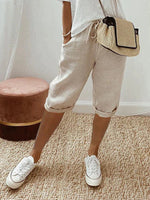 Women's Mid-Length Drawstring Shorts With Rolled Cuffs