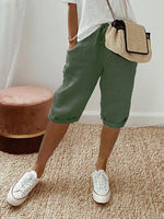 Women's Mid-Length Drawstring Shorts With Rolled Cuffs