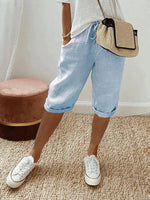 Women's Mid-Length Drawstring Shorts With Rolled Cuffs