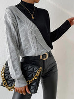 Women's Mock-Neck Asymmetric Cable Knit Sweater