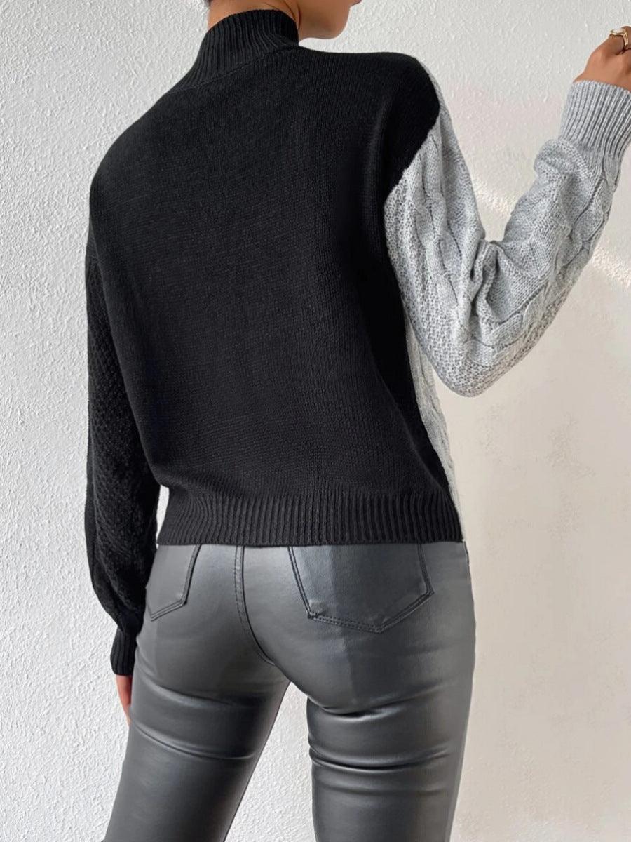Women's Mock-Neck Asymmetric Cable Knit Sweater
