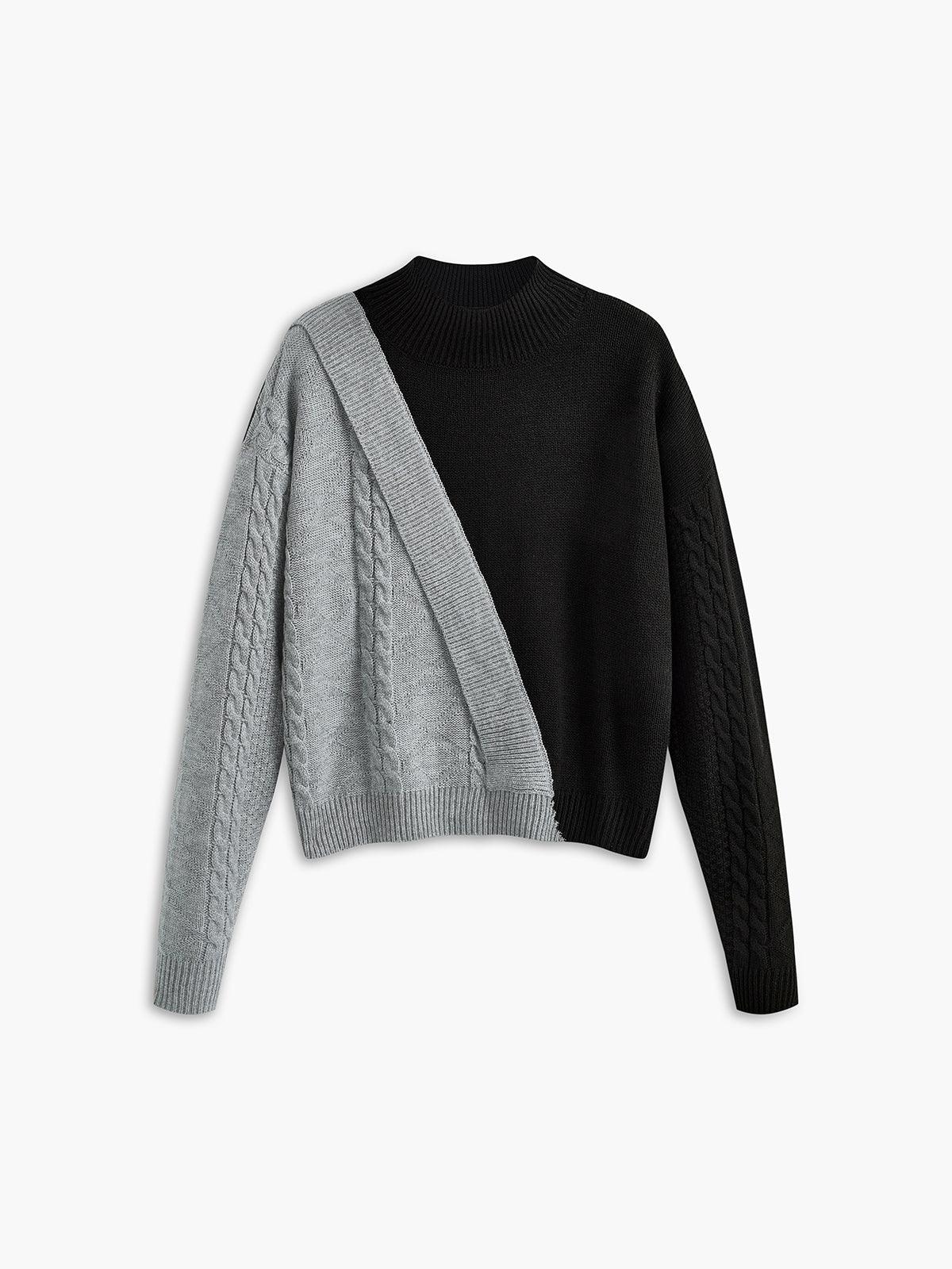 Women's Mock-Neck Asymmetric Cable Knit Sweater