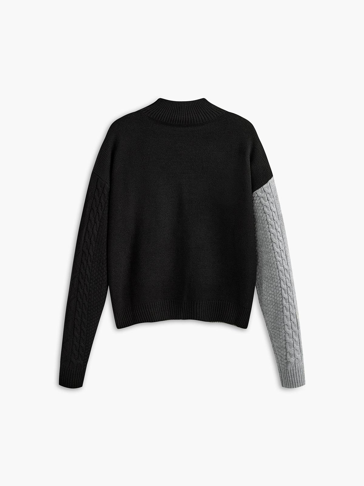 Women's Mock-Neck Asymmetric Cable Knit Sweater