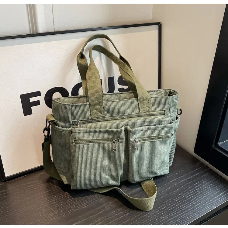 Women’s Multi Pocket Corduroy Crossbody Bag