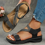 Women's Multi-Strap Hook-and-Loop Braided Slingback Wedge Sandals