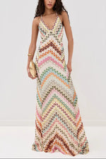 Women's Multicolor Sleeveless V-Neck Wedding Guest Dress
