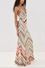 Women's Multicolor Sleeveless V-Neck Wedding Guest Dress