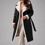 Women's Notch-Lapel Faux-Suede Sherpa-Lined Trench Coat