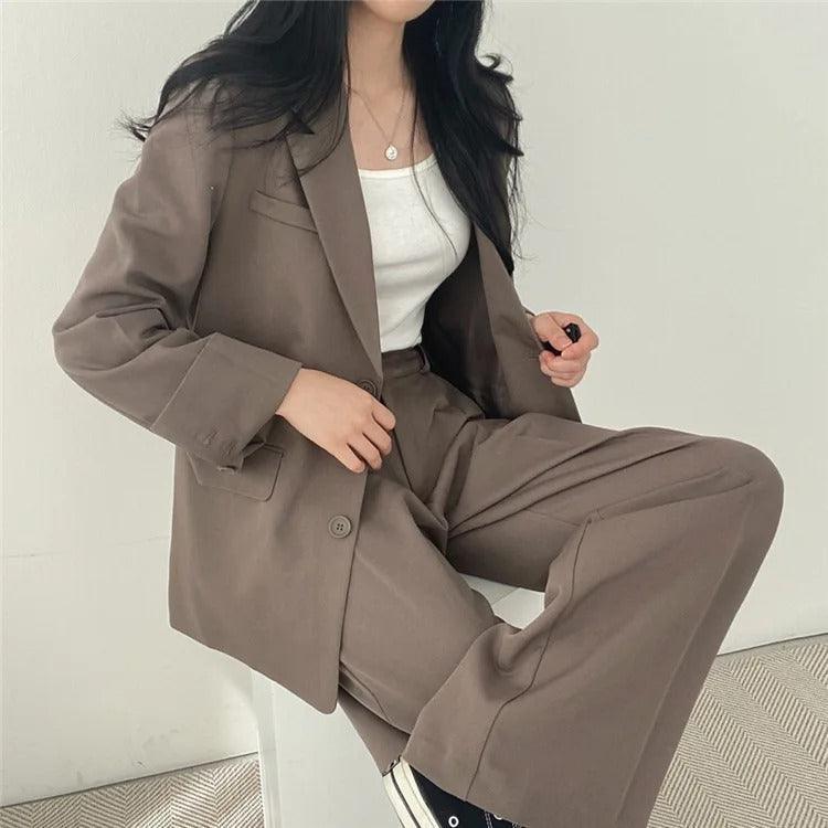 Women’s Notch Lapel Single Breasted Two Piece Suit Set