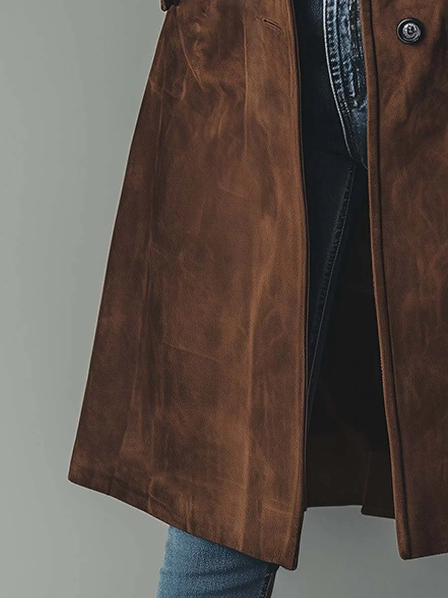 Women's Notched Lapel Button-Front Trench Coat