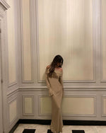 Women's Off Shoulder Long Sleeve Glitter Evening Maxi Dress