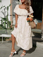 Women’s Off Shoulder Tiered Ruffled Maxi Summer Dress