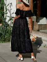 Women’s Off Shoulder Tiered Ruffled Maxi Summer Dress
