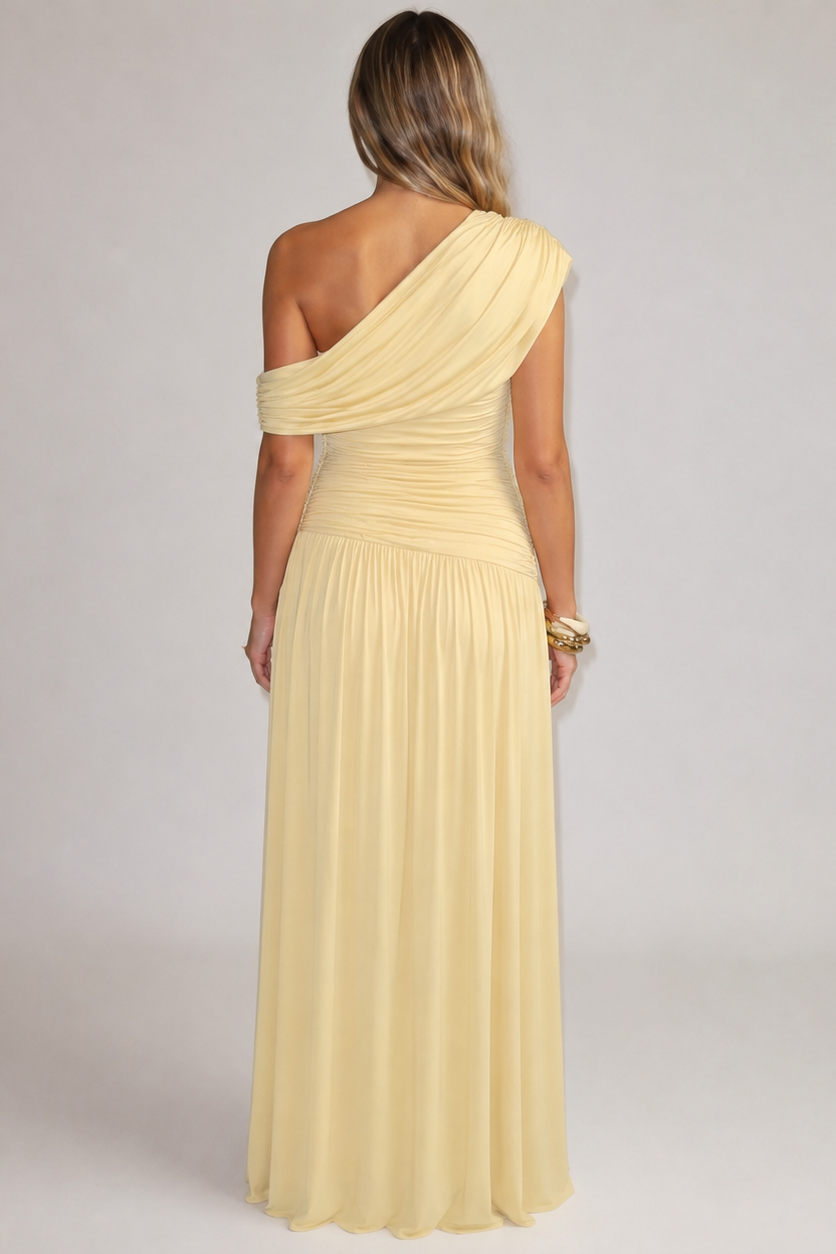 Women's One-Shoulder Ruched Maternity Maxi Dress