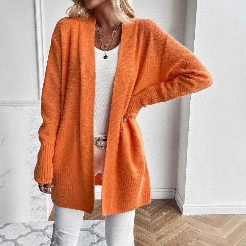 Women's Open Front Long Sleeve Pocket Cardigan