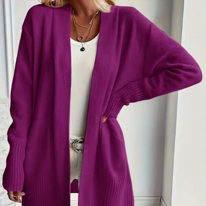 Women's Open Front Long Sleeve Pocket Cardigan