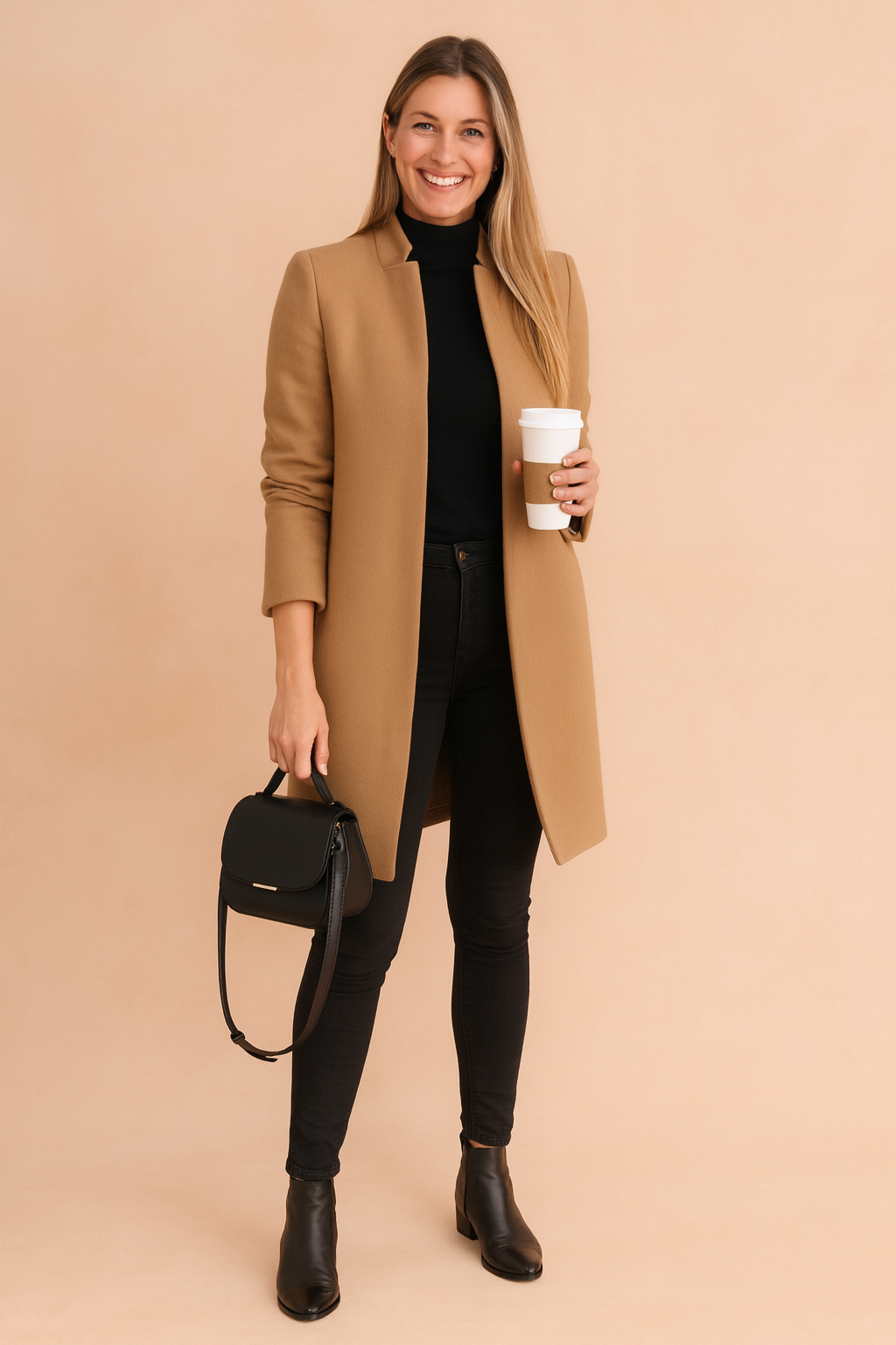Women's Open Front Straight Cut Long Coat