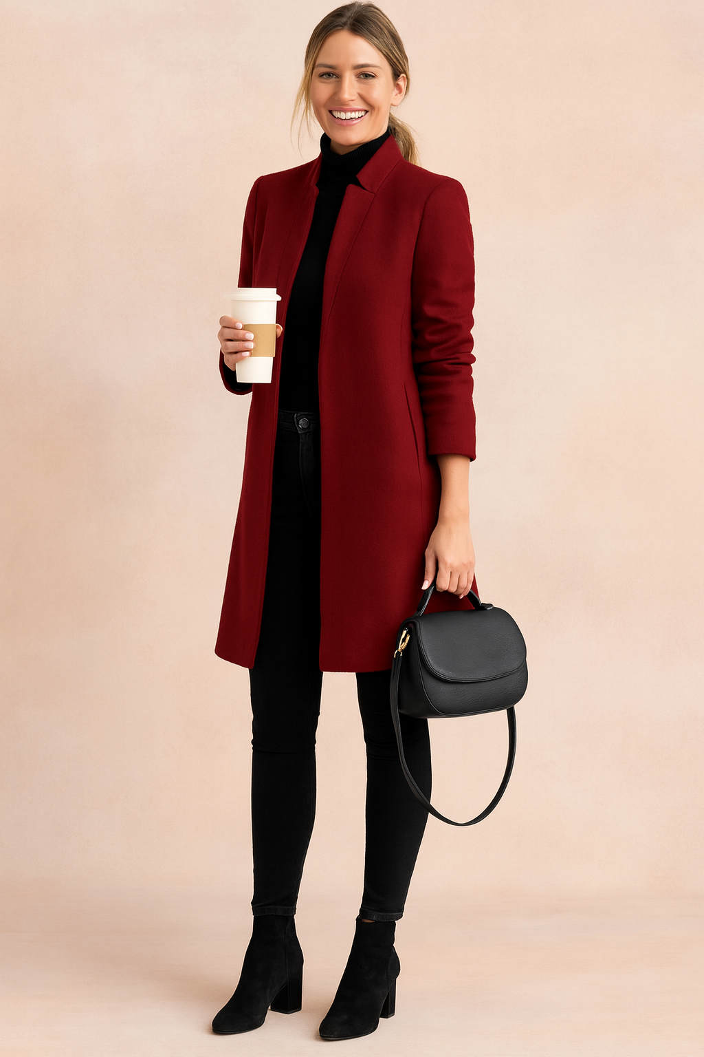 Women's Open Front Straight Cut Long Coat