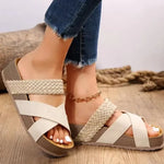 Women’s Open Toe Cross Strap Platform Slide Sandals