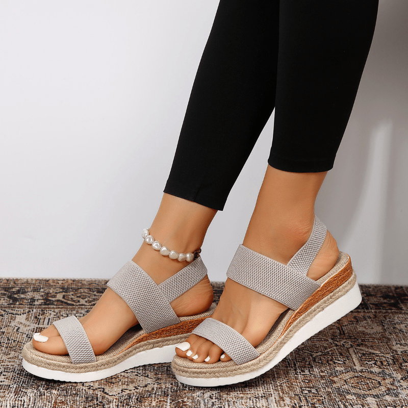 Women’s Open Toe Elastic Strap Platform Espadrille Sandals