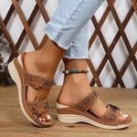 Women’s Open-Toe Flower Strap Wedge Slide Sandals