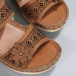 Women’s Open-Toe Flower Strap Wedge Slide Sandals