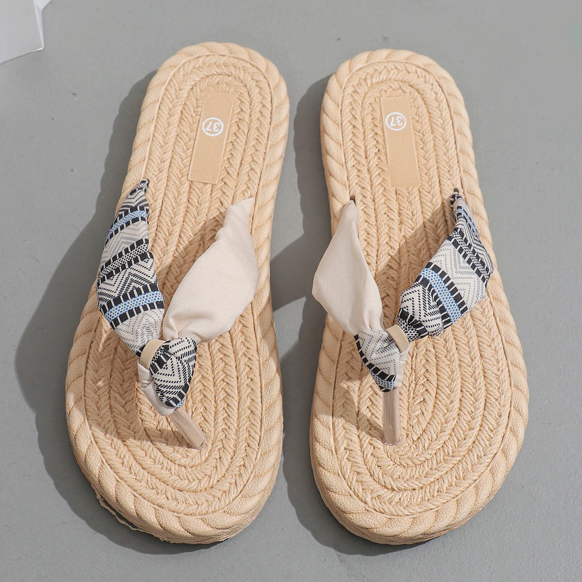 Women’s Open-Toe Knot Strap Flat Flip Flops