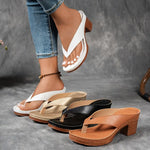 Women’s Open Toe Thong Strap Block Heel Slip On Heels